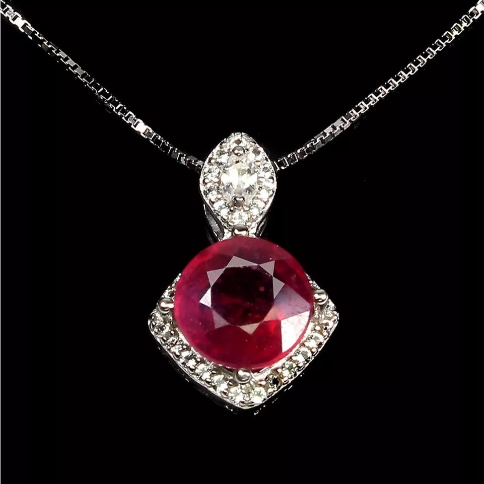 Genuine Ruby Pendant, Excellent Quality, 1.5 Ctw